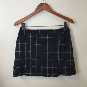Navy & White Patterned Wrap Skirt